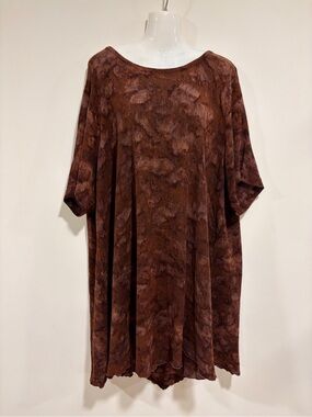 Good Earth Clothing Brown Purple Tie Dye Short Sleeve Dress
